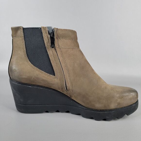 Bussola Womens Chelsea Ankle Boots Round Toe Leather Silk Nubuck Stone 40 / 9 US - Picture 3 of 11